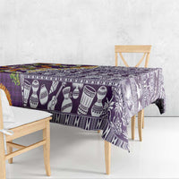 Hawaiian Plumeria Lei Tablecloth Kakau Motifs and Palaka Half Style Purple Color - Polynesian Pride