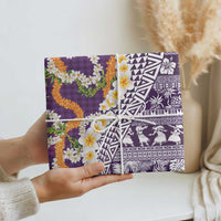 Hawaiian Plumeria Lei Wrapping Paper Kakau Motifs and Palaka Half Style Purple Color - Polynesian Pride