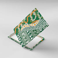 Hawaiian Plumeria Lei Canvas Wall Art Kakau Motifs and Palaka Half Style Green Color - Polynesian Pride