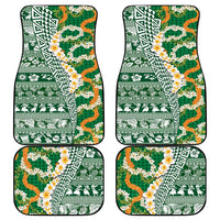 Hawaiian Plumeria Lei Car Mats Kakau Motifs and Palaka Half Style Green Color - Polynesian Pride