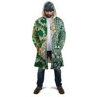 Hawaiian Plumeria Lei Cloak Kakau Motifs and Palaka Half Style Green Color - Polynesian Pride