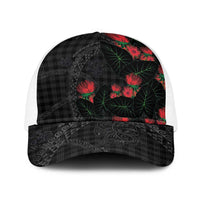 Hawaiian Kakau Art Baseball Net Cap Taro Leaves with Ohia Lehua and Pakala Pattern - Polynesian Pride