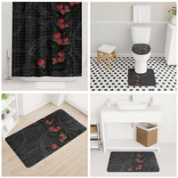 Hawaiian Kakau Art Bathroom Set Taro Leaves with Ohia Lehua and Pakala Pattern - Polynesian Pride