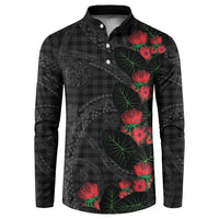 Hawaiian Kakau Art Button Sweatshirt Taro Leaves with Ohia Lehua and Pakala Pattern - Polynesian Pride