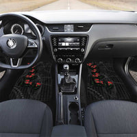 Hawaiian Kakau Art Car Mats Taro Leaves with Ohia Lehua and Pakala Pattern LT03 Set 2pcs - Front Black - Polynesian Pride