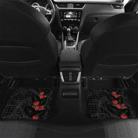 Hawaiian Kakau Art Car Mats Taro Leaves with Ohia Lehua and Pakala Pattern LT03 Set 2pcs - Back Black - Polynesian Pride