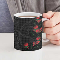 Hawaiian Kakau Art Ceramic Mug Taro Leaves with Ohia Lehua and Pakala Pattern - Polynesian Pride
