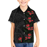 Hawaiian Kakau Art Family Matching Summer Maxi Dress and Hawaiian Shirt Taro Leaves with Ohia Lehua and Pakala Pattern LT03 Son's Shirt Black - Polynesian Pride