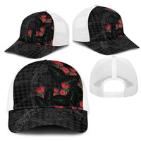 Hawaiian Kakau Art Mesh Trucker Cap Taro Leaves with Ohia Lehua and Pakala Pattern - Polynesian Pride