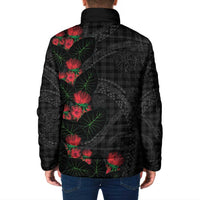 Hawaiian Kakau Art Padded Jacket Taro Leaves with Ohia Lehua and Pakala Pattern - Polynesian Pride