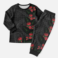Hawaiian Kakau Art Christmas Pajama Set Taro Leaves with Ohia Lehua and Pakala Pattern - Polynesian Pride
