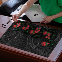 Hawaiian Kakau Art Puzzle Taro Leaves with Ohia Lehua and Pakala Pattern LT03 - Polynesian Pride