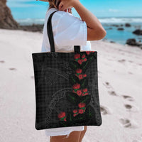 Hawaiian Kakau Art Tote Bag Taro Leaves with Ohia Lehua and Pakala Pattern - Polynesian Pride