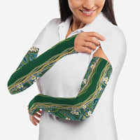 Hawaiian Art Flower Tribal with Lei Arm Sleeves Palaka Pattern Green Color LT03 - Polynesian Pride