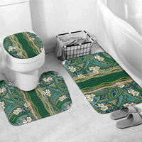 Hawaiian Art Flower Tribal with Lei Bathroom Set Palaka Pattern Green Color - Polynesian Pride