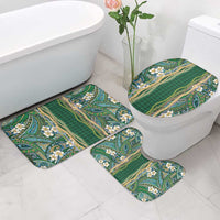 Hawaiian Art Flower Tribal with Lei Bathroom Set Palaka Pattern Green Color - Polynesian Pride