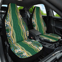 Hawaiian Art Flower Tribal with Lei Car Seat Cover Palaka Pattern Green Color - Polynesian Pride