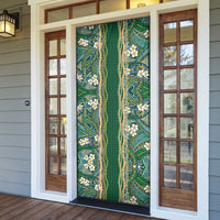 Hawaiian Art Flower Tribal with Lei Door Cover Palaka Pattern Green Color - Polynesian Pride