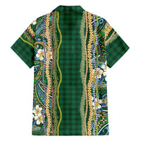 Hawaiian Art Flower Tribal with Lei Hawaiian Shirt Palaka Pattern Green Color LT03 - Polynesian Pride