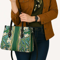 Hawaiian Art Flower Tribal with Lei Leather Bag Palaka Pattern Green Color - Polynesian Pride