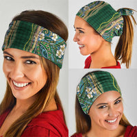 Hawaiian Art Flower Tribal with Lei Neck Gaiter Palaka Pattern Green Color - Polynesian Pride