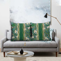 Hawaiian Art Flower Tribal with Lei Pillow Cover Palaka Pattern Green Color - Polynesian Pride