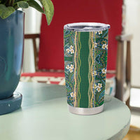 Hawaiian Art Flower Tribal with Lei Tumbler Cup Palaka Pattern Green Color LT03 - Polynesian Pride
