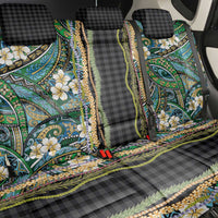 Hawaiian Art Flower Tribal with Lei Back Car Seat Cover Palaka Pattern Black Color - Polynesian Pride
