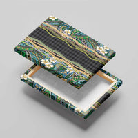 Hawaiian Art Flower Tribal with Lei Canvas Wall Art Palaka Pattern Black Color - Polynesian Pride