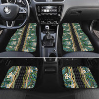 Hawaiian Art Flower Tribal with Lei Car Mats Palaka Pattern Black Color - Polynesian Pride