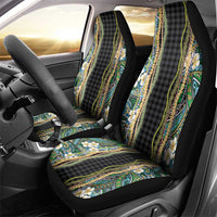 Hawaiian Art Flower Tribal with Lei Car Seat Cover Palaka Pattern Black Color - Polynesian Pride
