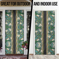 Hawaiian Art Flower Tribal with Lei Door Cover Palaka Pattern Black Color - Polynesian Pride