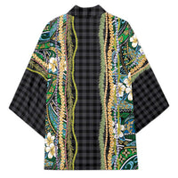 Hawaiian Art Flower Tribal with Lei Kimono Palaka Pattern Black Color LT03 - Polynesian Pride