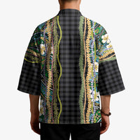 Hawaiian Art Flower Tribal with Lei Kimono Palaka Pattern Black Color LT03 - Polynesian Pride