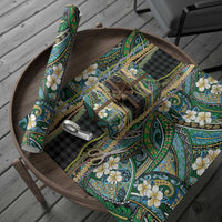 Hawaiian Art Flower Tribal with Lei Wrapping Paper Palaka Pattern Black Color - Polynesian Pride