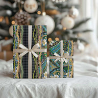 Hawaiian Art Flower Tribal with Lei Wrapping Paper Palaka Pattern Black Color - Polynesian Pride