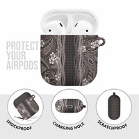 Hawaiian Art Flower Tribal with Lei AirPods Case Palaka Pattern Grayscale - Polynesian Pride