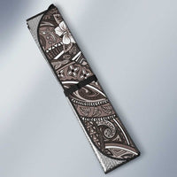 Hawaiian Art Flower Tribal with Lei Auto Sun Shade Palaka Pattern Grayscale - Polynesian Pride