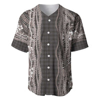 Hawaiian Art Flower Tribal with Lei Baseball Jersey Palaka Pattern Grayscale - Polynesian Pride