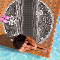 Hawaiian Art Flower Tribal with Lei Beach Blanket Palaka Pattern Grayscale - Polynesian Pride