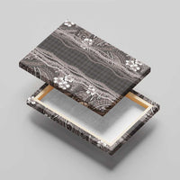 Hawaiian Art Flower Tribal with Lei Canvas Wall Art Palaka Pattern Grayscale - Polynesian Pride