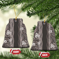 Hawaiian Art Flower Tribal with Lei Ceramic Ornament Palaka Pattern Grayscale - Polynesian Pride