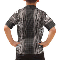 Hawaiian Art Flower Tribal with Lei Family Matching Summer Maxi Dress and Hawaiian Shirt Palaka Pattern Grayscale - Polynesian Pride