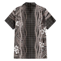 Hawaiian Art Flower Tribal with Lei Family Matching Tank Maxi Dress and Hawaiian Shirt Palaka Pattern Grayscale - Polynesian Pride