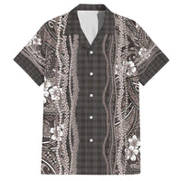 Hawaiian Art Flower Tribal with Lei Hawaiian Shirt Palaka Pattern Grayscale - Polynesian Pride