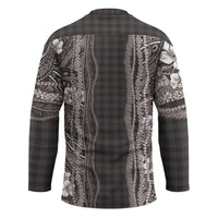 Hawaiian Art Flower Tribal with Lei Hockey Jersey Palaka Pattern Grayscale - Polynesian Pride
