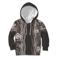 Hawaiian Art Flower Tribal with Lei Kid Hoodie Palaka Pattern Grayscale - Polynesian Pride