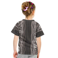 Hawaiian Art Flower Tribal with Lei Kid T Shirt Palaka Pattern Grayscale LT03 - Polynesian Pride