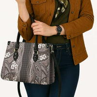 Hawaiian Art Flower Tribal with Lei Leather Bag Palaka Pattern Grayscale - Polynesian Pride