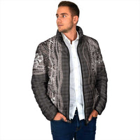 Hawaiian Art Flower Tribal with Lei Padded Jacket Palaka Pattern Grayscale LT03 - Polynesian Pride